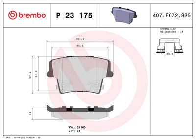 Brake Pad Set, disc brake BREMBO P 23 175