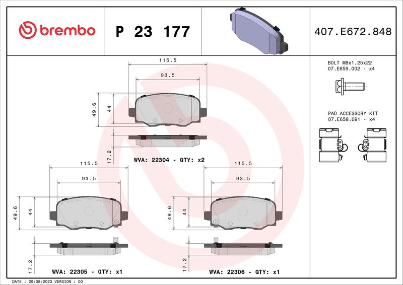 BREMBO P 23 177 Brake Pad Set, disc brake