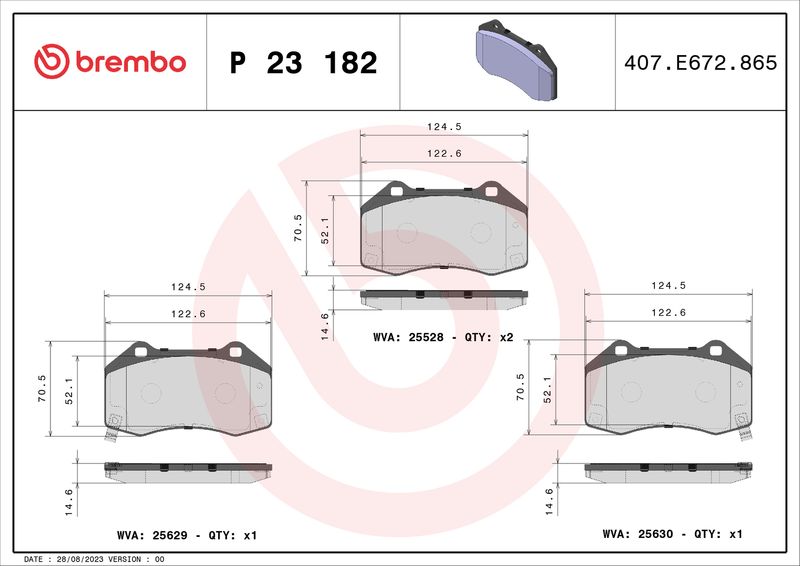 BREMBO P 23 182 Brake Pad Set, disc brake