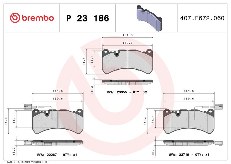 BREMBO P 23 186 Brake Pad Set, disc brake