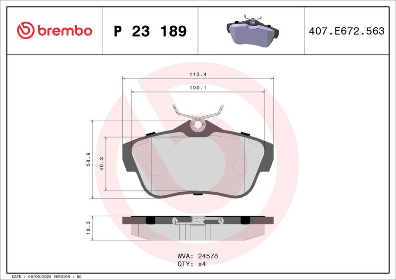 BREMBO P 23 189 Brake Pad Set, disc brake