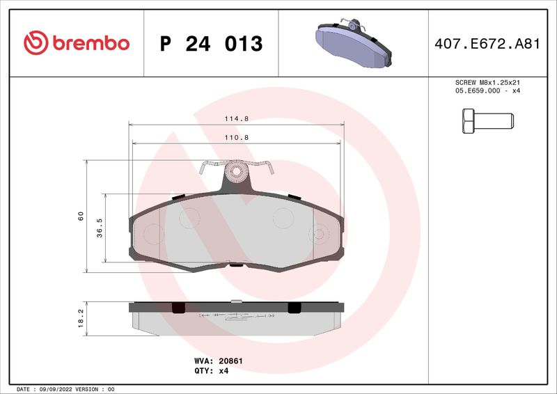 BREMBO P 24 013 Brake Pad Set, disc brake