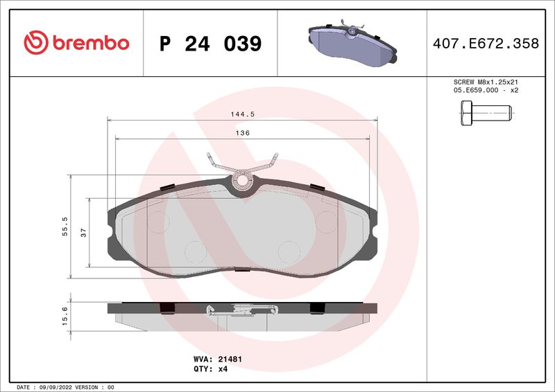 BREMBO P 24 039 Brake Pad Set, disc brake