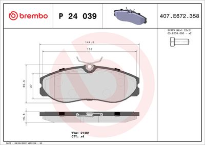 Brake Pad Set, disc brake BREMBO P 24 039