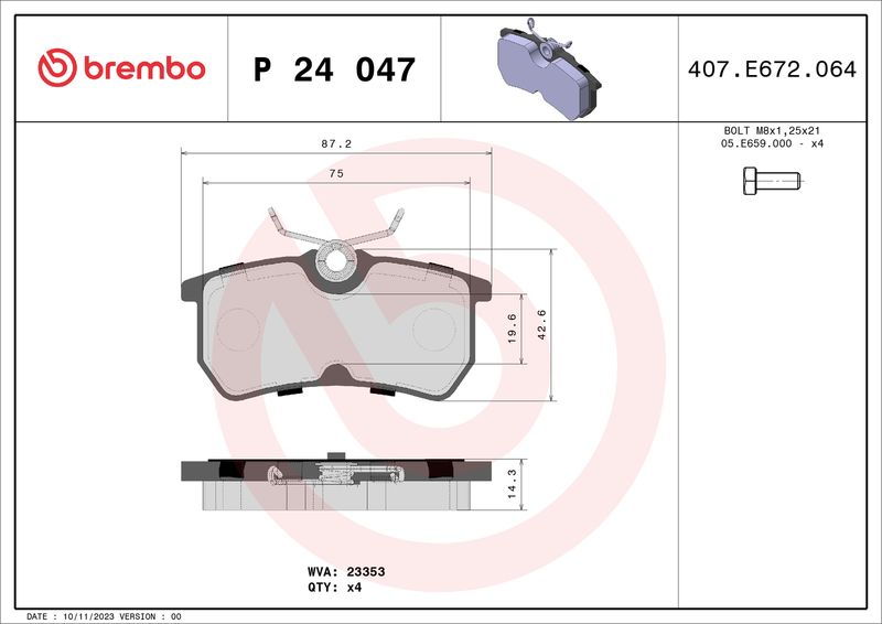 BREMBO P 24 047 Brake Pad Set, disc brake