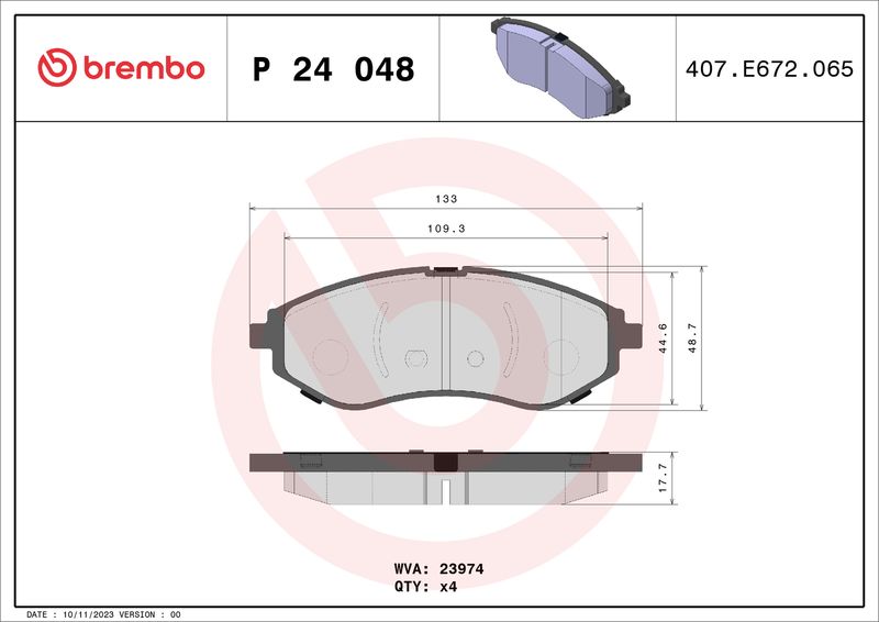 BREMBO P 24 048 Brake Pad Set, disc brake