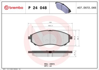 Brake Pad Set, disc brake BREMBO P 24 048