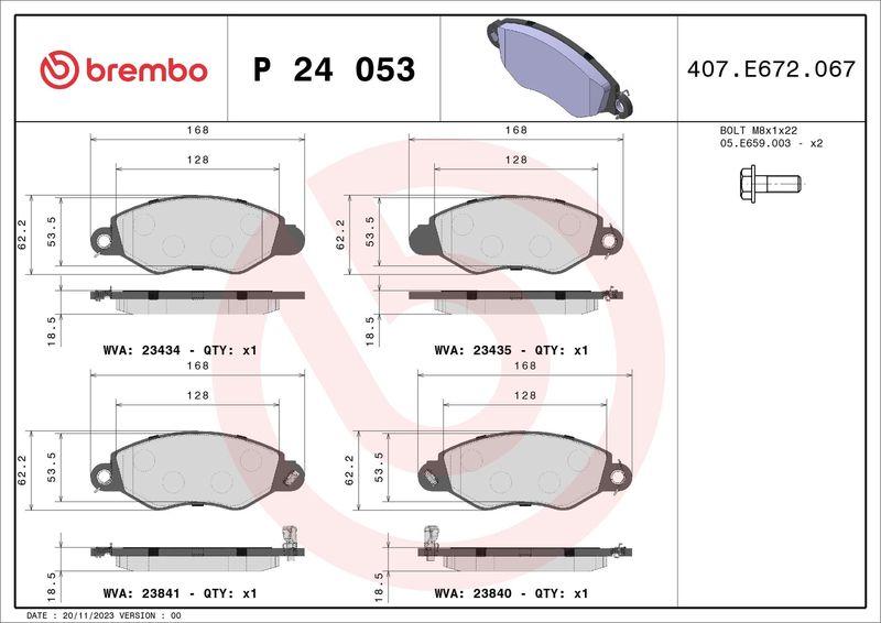BREMBO P 24 053 Brake Pad Set, disc brake