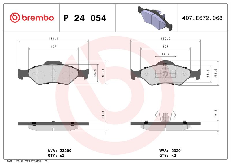BREMBO P 24 054 Brake Pad Set, disc brake