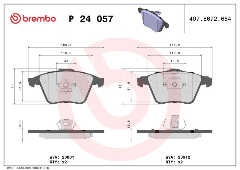 BREMBO P 24 057 Brake Pad Set, disc brake