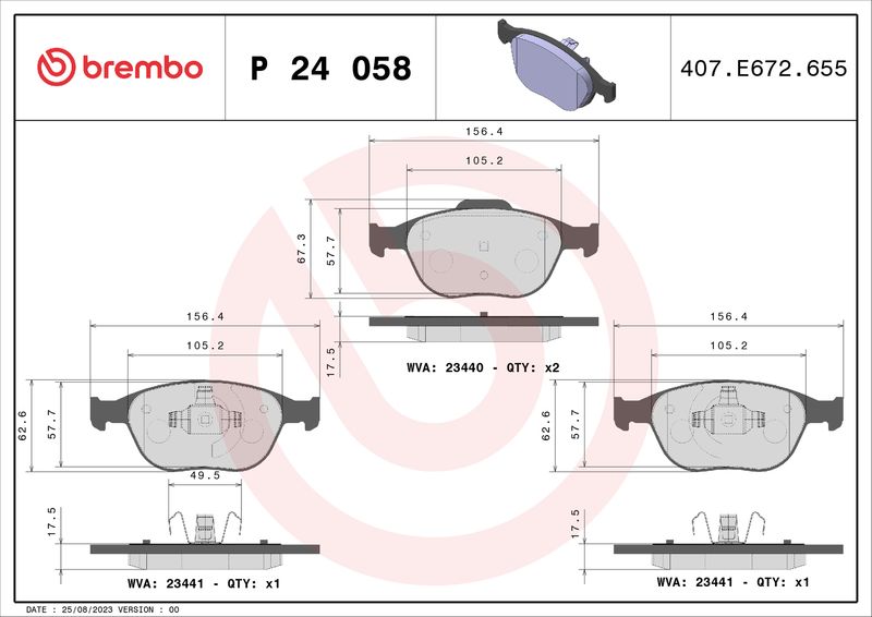 BREMBO P 24 058 Brake Pad Set, disc brake
