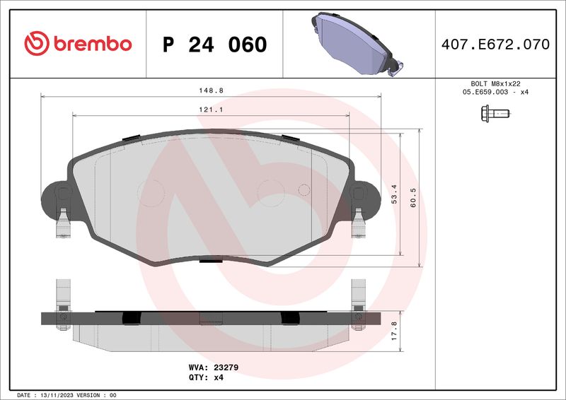 BREMBO P 24 060 Brake Pad Set, disc brake