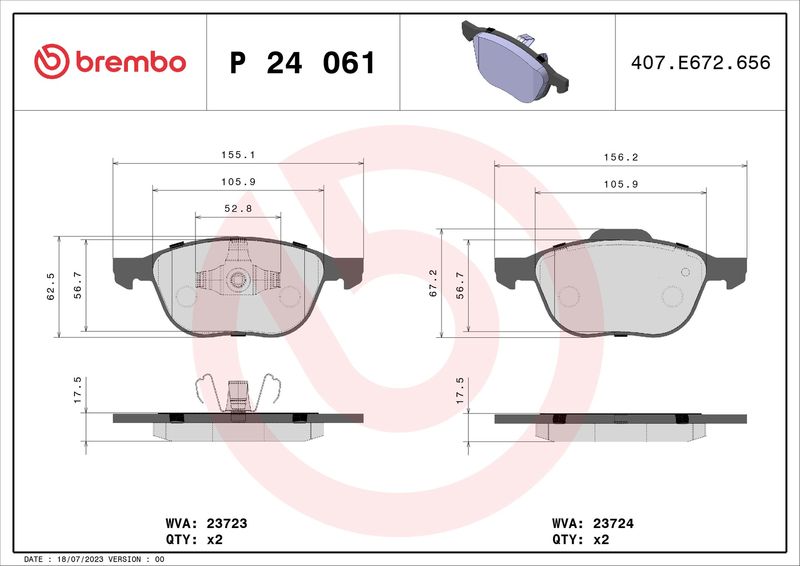 BREMBO P 24 061 Brake Pad Set, disc brake
