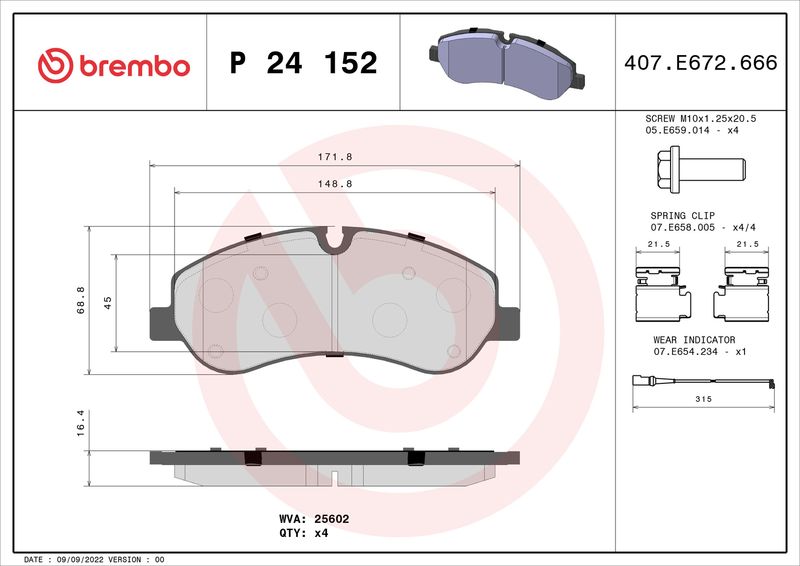 BREMBO P 24 152 Brake Pad Set, disc brake