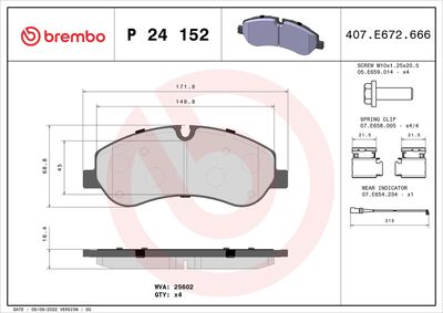 Brake Pad Set, disc brake BREMBO P 24 152