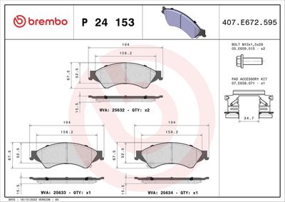Brake Pad Set, disc brake BREMBO P 24 153X