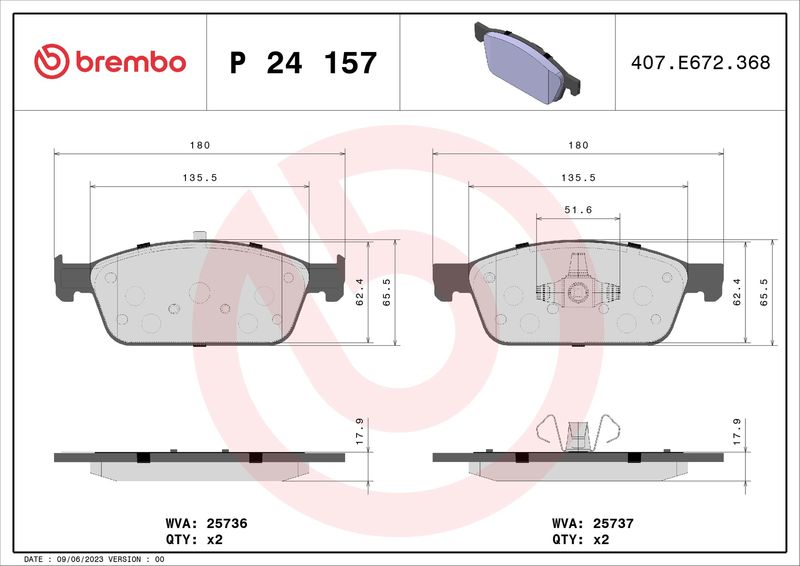 BREMBO P 24 157 Brake Pad Set, disc brake