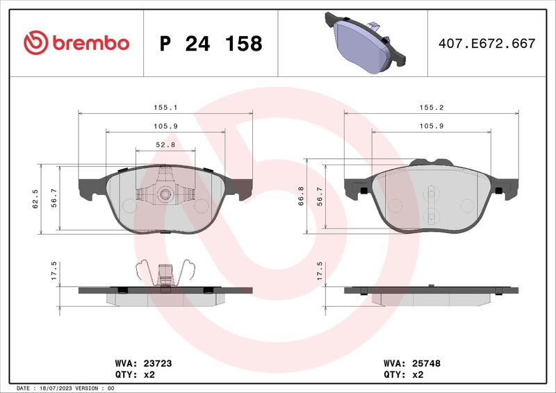 BREMBO P 24 158 Brake Pad Set, disc brake
