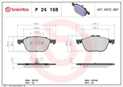 Brake Pad Set, disc brake BREMBO P 24 158