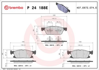Brake Pad Set, disc brake BREMBO P 24 188E