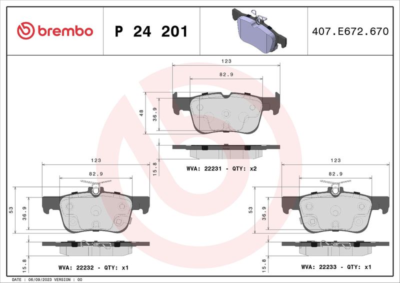 BREMBO P 24 201 Brake Pad Set, disc brake