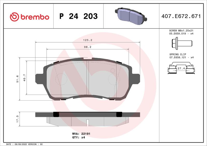 BREMBO P 24 203 Brake Pad Set, disc brake