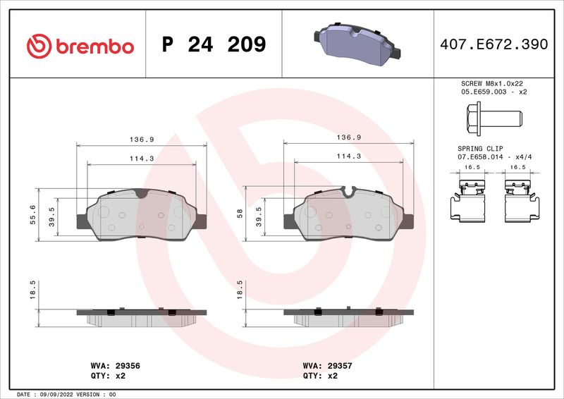 BREMBO P 24 209 Brake Pad Set, disc brake