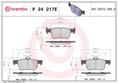 Brake Pad Set, disc brake BREMBO P 24 217E