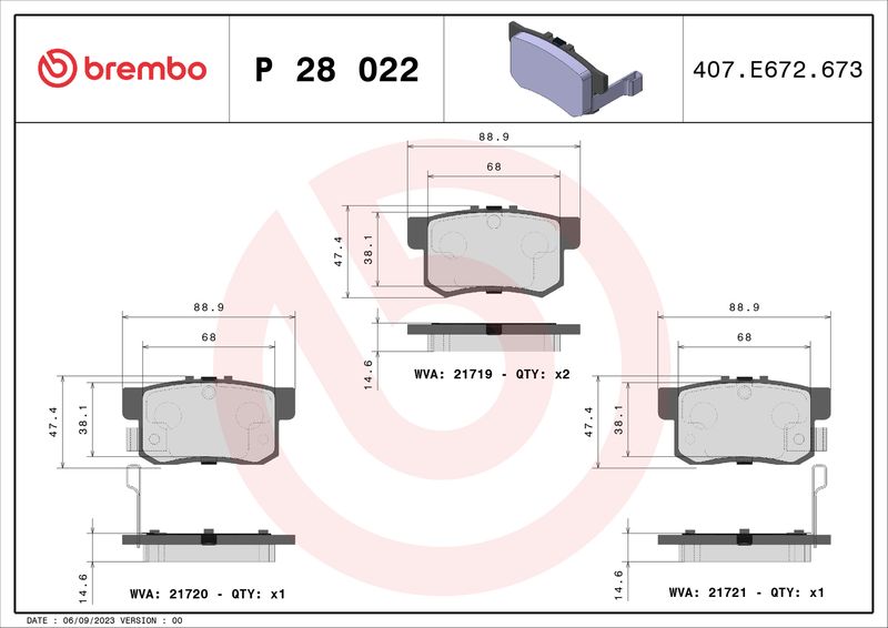 BREMBO P 28 022 Brake Pad Set, disc brake