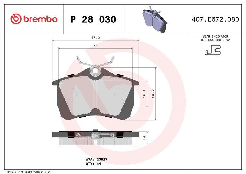BREMBO P 28 030 Brake Pad Set, disc brake