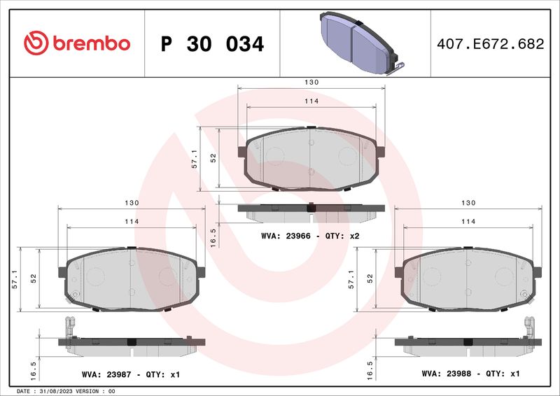BREMBO P 30 034 Brake Pad Set, disc brake