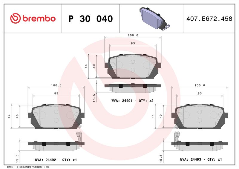 BREMBO P 30 040 Brake Pad Set, disc brake