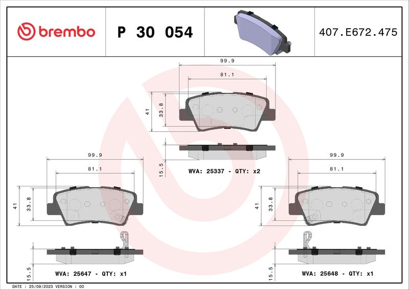 BREMBO P 30 054 Brake Pad Set, disc brake