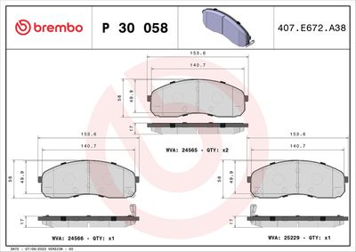 Brake Pad Set, disc brake BREMBO P 30 058