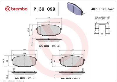 Brake Pad Set, disc brake BREMBO P 30 099
