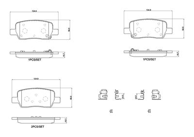 Brake Pad Set, disc brake BREMBO P 30 146
