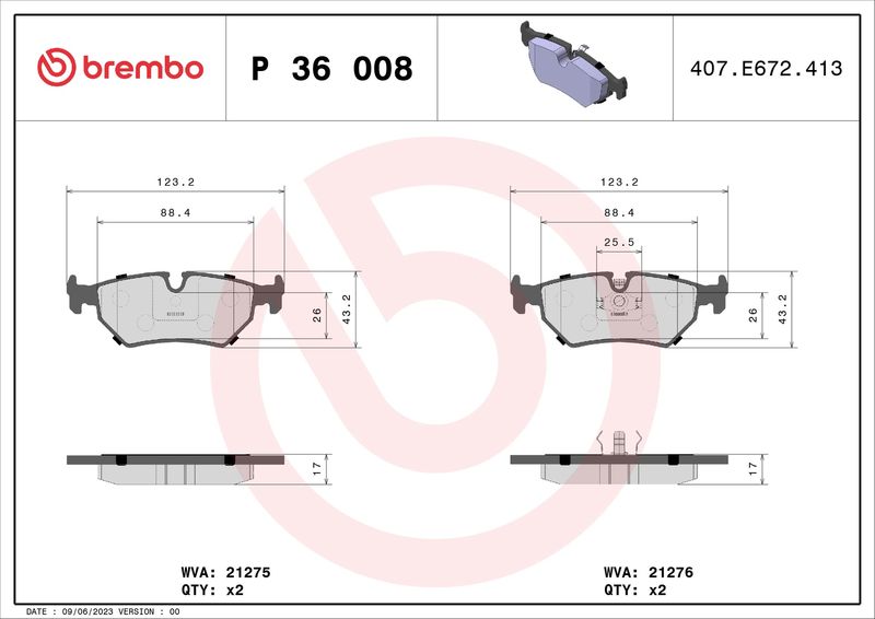 BREMBO P 36 008 Brake Pad Set, disc brake