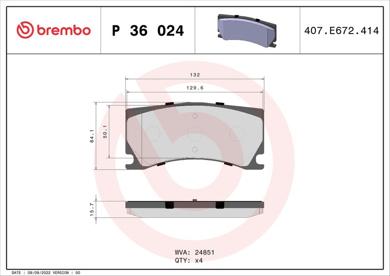 BREMBO P 36 024 Brake Pad Set, disc brake