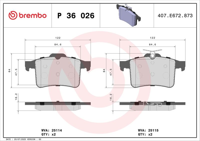 BREMBO P 36 026 Brake Pad Set, disc brake