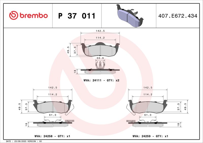 BREMBO P 37 011 Brake Pad Set, disc brake