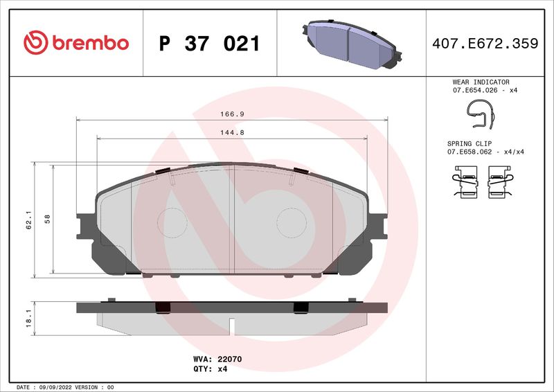 BREMBO P 37 021 Brake Pad Set, disc brake