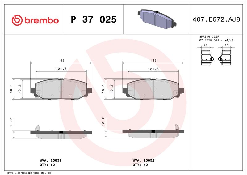 BREMBO P 37 025 Brake Pad Set, disc brake