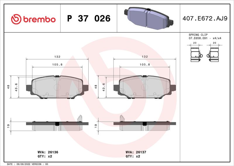 BREMBO P 37 026 Brake Pad Set, disc brake