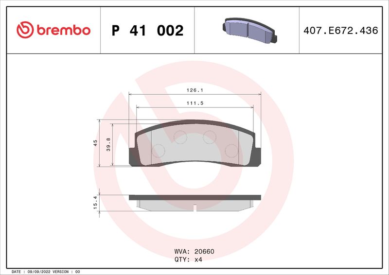 BREMBO P 41 002 Brake Pad Set, disc brake