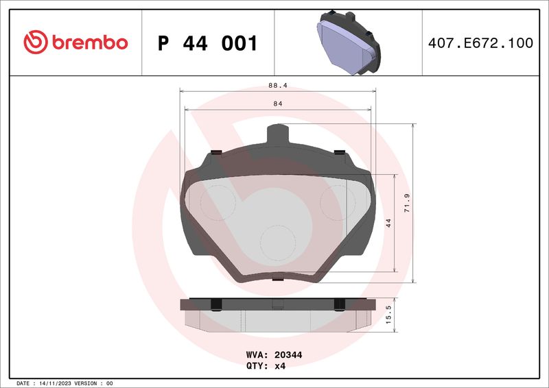 BREMBO P 44 001 Brake Pad Set, disc brake