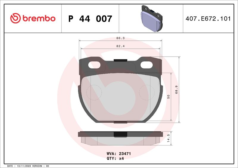 BREMBO P 44 007 Brake Pad Set, disc brake