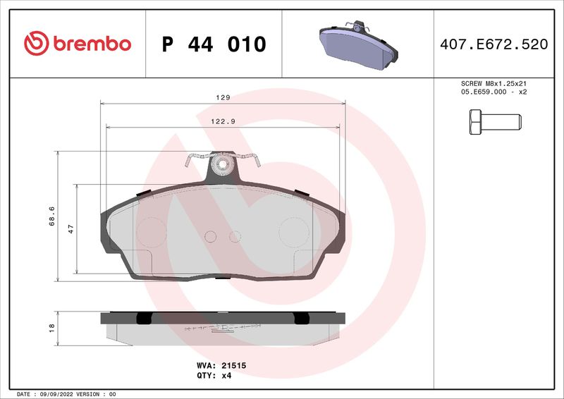 BREMBO P 44 010 Brake Pad Set, disc brake