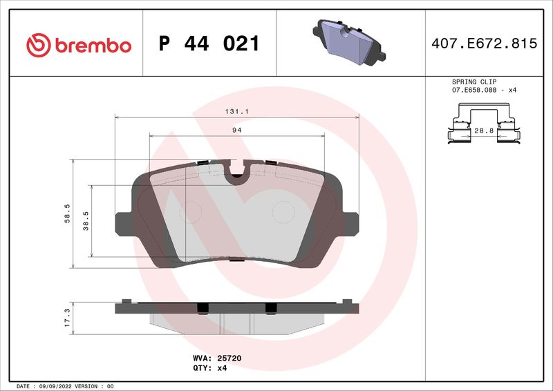 BREMBO P 44 021 Brake Pad Set, disc brake