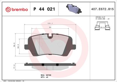 Brake Pad Set, disc brake BREMBO P 44 021