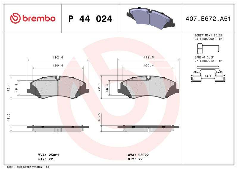 BREMBO P 44 024 Brake Pad Set, disc brake
